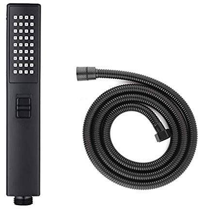 Housler Pommeau de douche carré noir mat 2 fonctions avec flexible de 1,5 m