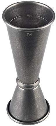 Buddy's Bar - Mesure de bar, 2,5 cl / 5 cl double mesure, mesures intérieures 1,5 cl / 3,5 cl, de haute qualité, qualité alimentaire, jigger pour mesurer les ingrédients des cocktails, inox antique