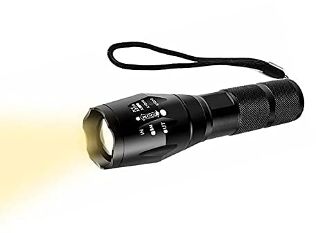 Taschenlampe Gelbes Licht, WESLITE Taschenlampe LED mit Warmweiß Licht 3500K-3700K Gelbe Licht Taschenlampen 1 Modus Starke Durchdringung & Zoombar für Nachtsicht Wandern Camping Jagd Nebelwetter
