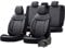 Universelle Leder/Stoff Sitzbezüge 'Comfortline VIP' Schwarz/Grau - 11-Teilig- - kompatibel mit Side-Airbags