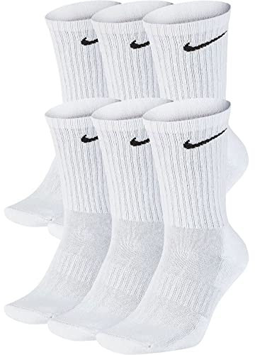 NIKE Men's U Nk Everyday Cush Crew 6pr-bd Socks, white/(black), S UK