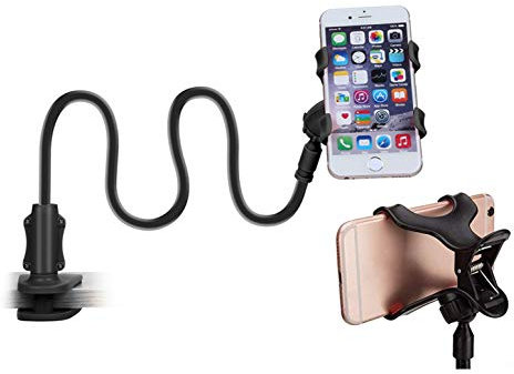 Support téléphone avec col de Cygne de, Universelle Lit Support Telephone Bureau Support de téléphone Smartphone Pliable Rotation 360° Réglable pour iPhone Series/Samsung/Huawei/70 cm/Noir