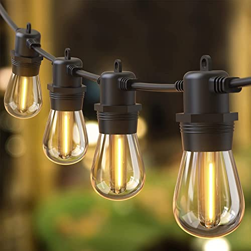 Quntis Catena Luminosa Esterno, 16M/53FT Collegabili Luci da Esterno Giardino con 15+1 S14 Lampadine IP65 Impermeabile Catena Luci Esterno per Gazebo Terrazzo Balcone Festa Cortile Bianco Caldo