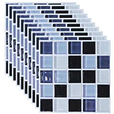 Andiker Lot de 10 feuilles d'autocollants 2D pour carrelage - 15 x 15 cm - Autocollants imperméables - Pour cuisine, salle de bain, salon, décoration d'intérieur - À coller sur le mur