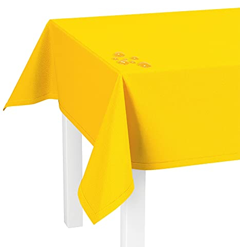 LILENO HOME Tischdecke abwaschbar [140x280cm] in Gelb - Gesäumte Polypropylen Gewebe Tischdecke wasserdicht mit Fleckschutz