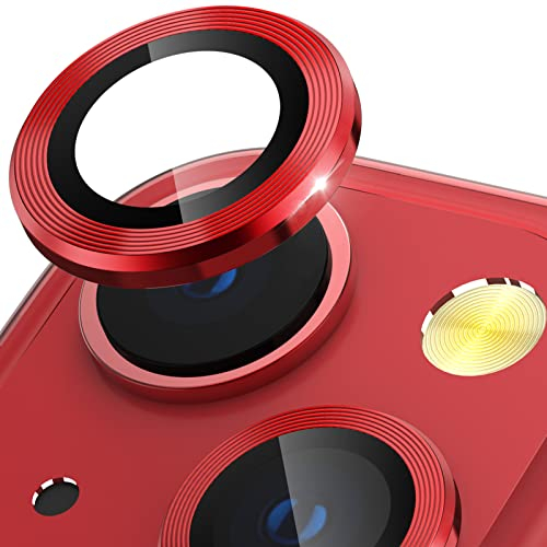 CloudValley Camera Lens Protector Designed for iPhone 13/13 Mini, Tempered Glass Protective Film, Aluminum Alloy Camera Lens Cover, Red