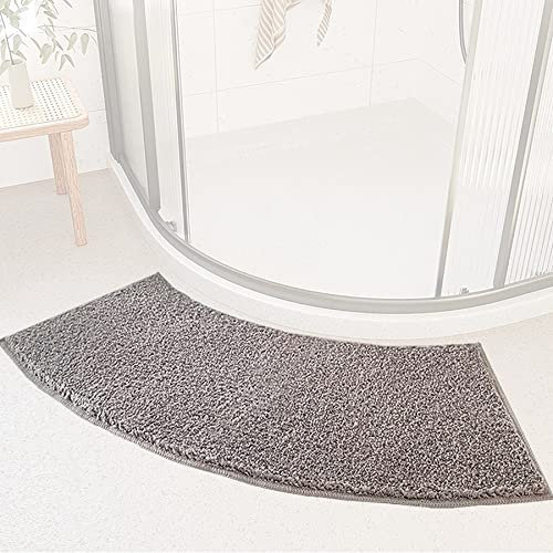 YZBBSH Tappetino da Doccia Curvo per Doccia Semicircolare Angolari, Bagno Tappeto Morbido e Assorbente, Tappetino da Doccia Curvo in Microfibra Lavabile Antiscivolo 30x100cm (grigio)