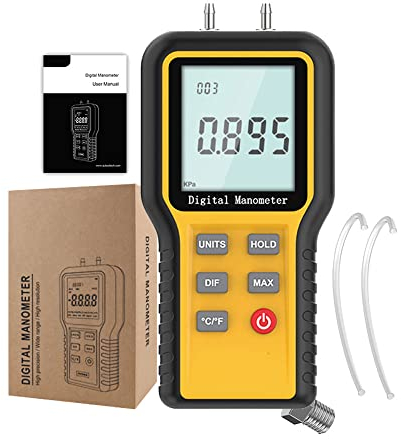 Comprobador de presión de gas manómetro doble puerto medidor de presión del aire diferencial del gas de presión de gas HVAC Tester12 unidades seleccionables Manómetro portátil digital