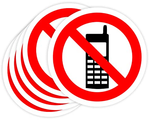 Aufkleber verboten, 5 Stück, 5 cm, Verbotsschild für industrielle Arbeit (5 cm, für Mobiltelefon)