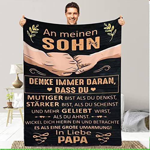 Geschenkvolle Kuscheldecke an Meinen Sohn: EIN liebevoller Bote von Papa - Perfekt für Sofa, Reisen, Geburtstag, Weihnachten 150 * 200cm