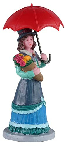 Magie di Natale Signorina con Ombrello, Personaggio per Villaggio di Natale in poliresina