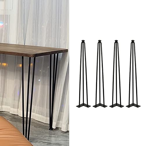 ShiShi Lot de 4 Pieds Hairpin, Jambe de Table en Épingle à Cheveux, Pieds Hauteur 76 cm, Pieds en Acier, Pieds Meuble Scandinave, Noir B