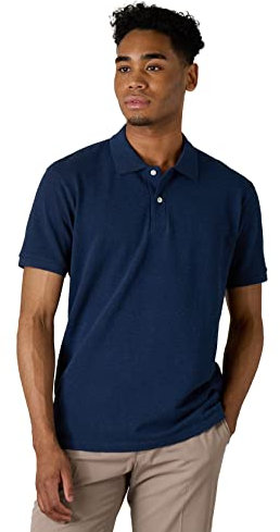 LAPASA Polo da Uomo 100% Cotone piqué Manica Corta vestibilità Classica Primavera/Estate Blu Indigo L