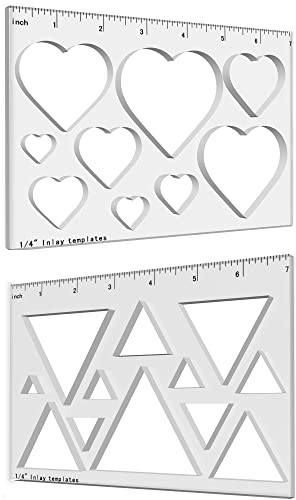 Inlay Template Set, Decorative Templates and Router Template for Woodworking,Router Jig Template (1P Heart+1P Triangle)
