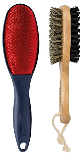 Korbond Fusselentferner-Kleiderbürsten-Set, Holzgriff, Mantel- und Anzugbürste & Fusselentfernungsbürste, 2 Stück