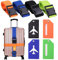 Vinabo 4pcs Sangles de Bagage Réglables avec Boucle, Ceinture Valise, étiquettes de Bagage avec étiquette Nominative et d'adresse pour Voyager en Toute sécurité en Avion Bagages Fixes
