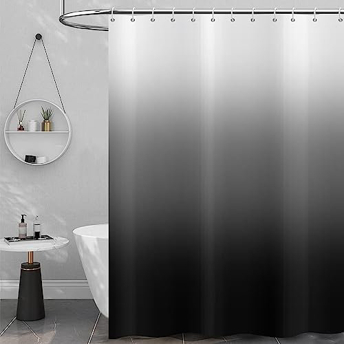 Hnmdmyi Rideau de Douche Noir 180x240, Noir et Blanc Ombre Rideau de Douche Elégant Rideau de Baignoire Moderne Luxe Etanche Tissu Polyester Lavable Rideau de Bain pour Salle de Bain avec Crochets