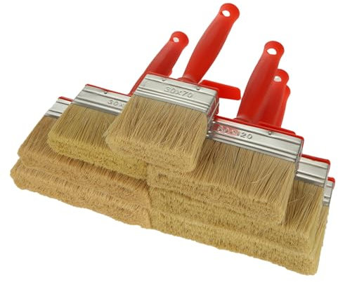 ZOFUN 7 Pcs Fence Paint Brush Set, 70/100/120/140/150mm Assorted Size Decking Paint Brushes Set, Lightweight Fence Brushes for Painting with Bristles, Plastic Masonry Paint Brushes for Wood Home Fence