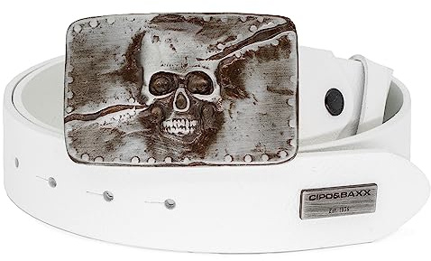 Cipo & Baxx Herren Gürtel CG170-bans White 95cm x 3,8cm