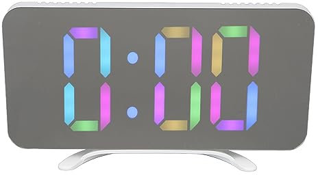 Elektronische Uhr, Große LED-Spiegeluhr, RGB-Farben, Mehrere Alarme für Desktop, Studenten, Wohnzimmer