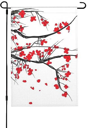 Dekorative Flagge mit japanischem Kirschbaum-Druck, Leinen, 30,5 x 45,7 cm