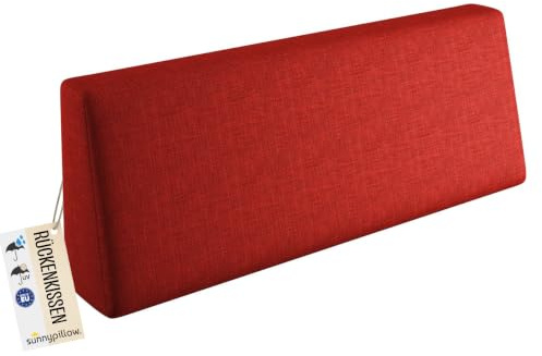 sunnypillow Palettenkissen Outdoor, wasserdicht, UV-lichtecht - Rückenkissen 120x40x20/10cm - Palettenauflage für Palettensofa für Haus und Garten - Palettenpolster für Palettenmöbel - Kissen Rot