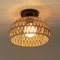 LIGKIN Vintage Boho Rattan Lampe Deckenleuchte Hängelampe, E27 Metalle Geflochten Lampenschirm Deckenlampe, Ø25CM Rustikal Industrielle Deckenleuchten für Schlafzimmer Kindergarten Korridor