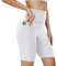 AMIYOYO Radlerhose Damen mit Taschen High Waist Sporthose Kurze Leggings Blickdicht Sportshorts Dehnbar Hotpants Bequem für Sommer Yoga Fitness Gym(Weiß,L-XL=DE42-48)