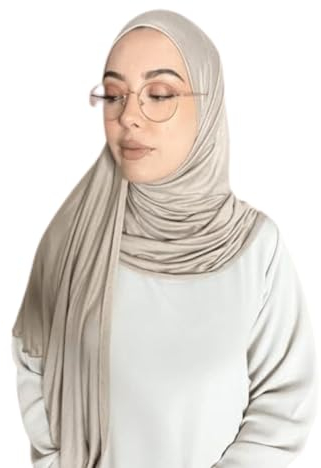 BOXFORSISTER Premium Hijab Schleier für Damen – Brillenschlitze – leichter Schleier aus weichem Jersey, bequem – alle Jahreszeiten – einfach anzuziehen – ideal für Anfänger oder Konvertiten, taupe,