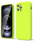 oakxco for iPhone 12 Pro Max Case Liquid Silicone, Fluorescent Bright Solid Color, Soft Rubber Gel Elegant Aesthetic Cover, Slim TPU Matte Plain Smooth Case for Women Girl Cute, Neon Green
