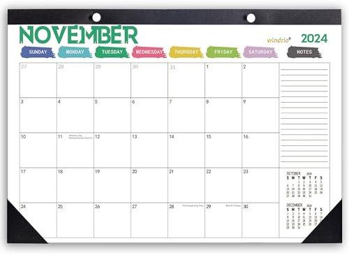 Desk Calendar 2026 Wall Calendars, November 2025 - December 2026 Monthly Planner Paper Office Desktop 17X 12, Months Planning and Organizing Home, School, Office, Holiday, Vacation