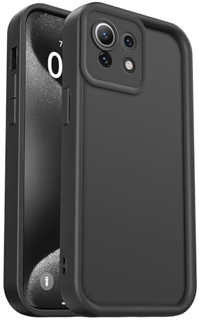 PanXCase Cover per Xiaomi Mi 11 Lite 4G / 5G / 5G NE - Custodia Silicone Sottile Elegant Disegni Morbida Leggera, Protezione Fotocamera Antiurto Antigraffio Case (Nero)