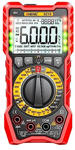 dijiusidy ANENG Digital LCD Display Multimeter Elektrischer Strom Amperemeter Berührungsloser Spannungsprüfer Multifunktionales Voltmeter Meter, Rot