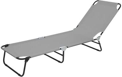 Acomoda Textil – Tumbona de Jardín Plegable y Reclinable en 5 Posiciones. Hamaca Cómoda y Resistente para Playa, Piscina, Jardín y Terraza, Gris Claro 186x53x24/82,5 cm. (2 Unidades)