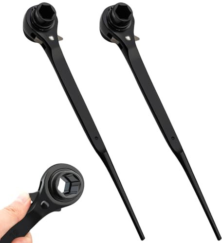 Llave de carraca para andamios, 2 unidades, 19/22 mm, llave de carraca para andamios, derecha e izquierda, conmutable, multifunción, llave de podger, carraca para andamios de CR-V con superficie