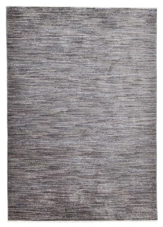 Kurzflorteppich Corduletta, extra flacher Uni Wohnteppich in moderner Cordoptik, weicher Flor mit elegantem Glanz, Wohnzimmer, Flur, Esszimmer, Schlafzimmer, grau, dunkelgrau, 180x280, Gino Falcone