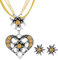 JENCVNL 3 Stück Trachtenschmuck Damen, Oktoberfest Bayerisch Dirndlschmuck Trachtenkette mit Strass Edelweiß Herz Anhänger Ohrstecker für Damen für Bierfest Trachten Dirndl Accessoires (Orange)