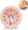 Idota Kinder Wecker, Wecker Kinder Ohne Ticken Niedlicher Cartoon Wecker mit Nachtlicht Wecker Analog mit Sanfter Alarm Kinderwecker für Schulanfänger Batteriebetriebene (Ohne Akku) - Rosa Hirsch