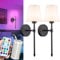 SHYFLEMP Battery Operated Wall Sconce with Remote Control, 10000mAh Detachable Rechargeable Wall Sconce Lighting Up to 60 Hrs, RGB Dimmable Wireless Wall Sconce Set of Two for Living Room Hallway