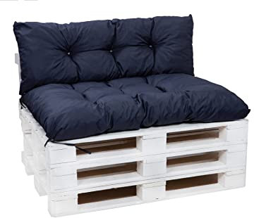 Setgarden® Palettenkissen-Set, Kissen für Gartenmöbel aus Paletten, Outdoor Rücken und Sitzkissen, Gartensitzkissen viele Farben und Größen (Marineblau, Set 120x80 sitzkissen + 120x40 rückenkissen)