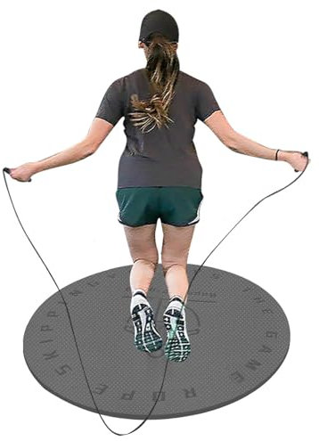 Generic Round Jump Pad - Jump Rope Mat | Non Slip Exercise Mat | Shock Absorbing Yoga Mat | Gray
