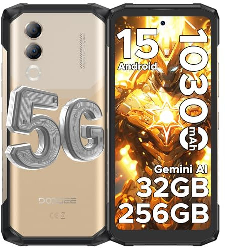 DOOGEE Blade 20 Turbo 5G Movil Irrompible, 6,6 32GB+256GB/2TB, 10300mAh/33W Android 15 Móvil Rugerizado, Dimensity 7050 5G Teléfono Móvil Resistente, 50MP/Dual SIM/Face ID/OTG/NFC/GPS IP68 Smartphone