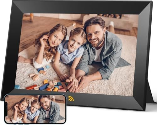 KODAK Digitaler Bilderrahmen WiFi 10.1 Zoll HD IPS Touchscreen Elektronischer Bilderrahmen mit 32GB Speicher, Automatische Bilddrehung, Teilen Sie Fotos oder Videos überall per App, Schwarz