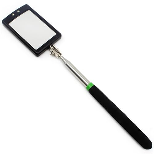Doctor San - Sanierungstechnik Teleskopspiegel Inspektionsspiegel LED flexibel Handspiegel ausziehbar Kfz-Spiegel Autospiegel (8081 eckig mit LED)