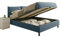 Letto Matrimoniale con Contenitore - Rete Letto 160x195 cm - Made in Italy - Struttura in Fibra di Legno - Testata Imbottita con Giroletto Coordinato - in Vari Colori (rete e box - Velluto Blu mare)