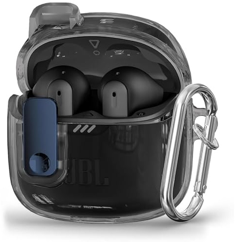 GIOPUEY Clear Cover Compatibile con JBL Tune Flex, Custodia TPU, Ultrasottile Case Cover, Antiurto, Resistente ai Graffi - Transparent Black