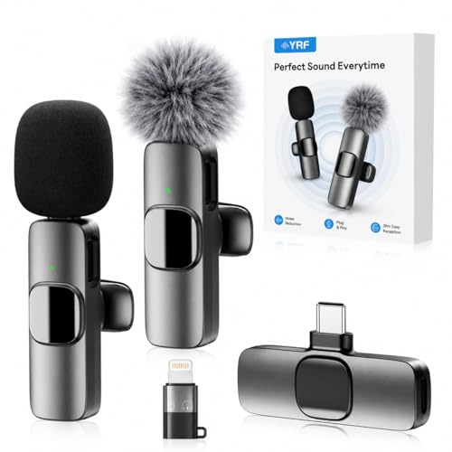 YRF Wireless Lavalier Microphone for iPhone, Mini Lapel Microphones for Video Recording/LiveStream/YouTube/Online Meeting/TikTok