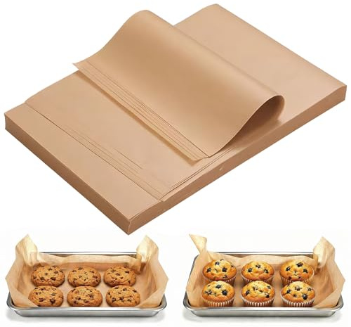 200 Stück Backpapier Ohne Pfas und Bpa, 23 x 33 cm Backpapier Zuschnitte, Wasserdicht, Ölbeständig und Antihaftbeschichtet, für Heißluftfritteusen, Backöfen, Mikrowellen, Backen, Kochen und Grillen