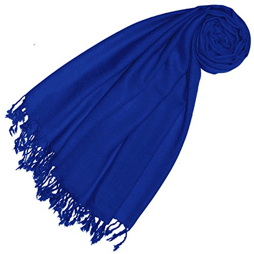 Lorenzo Cana Damen Pashmina Schal Schaltuch 50% Kaschmir 50% Wolle Stola Tuch Umschlagtuch Uni Schal Tuch einfarbig blau - 78384
