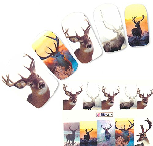 JUSTFOX - Tattoo Nail Art Hirsch Rentier Aufkleber Nagel Sticker